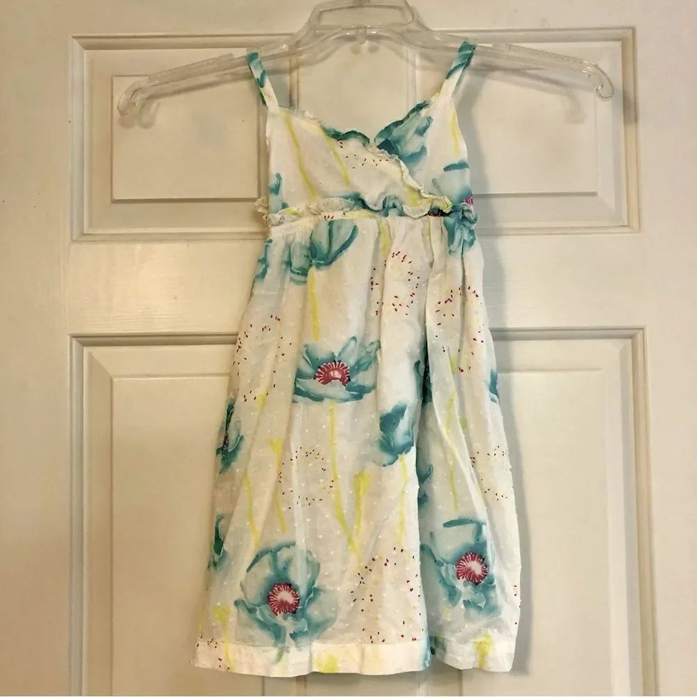 Penelope Mack Ltd. Girls White Dress with Blue Flowers Size 5